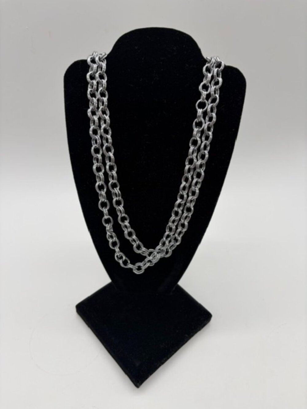 Silver-Toned Double Link Chain Necklace